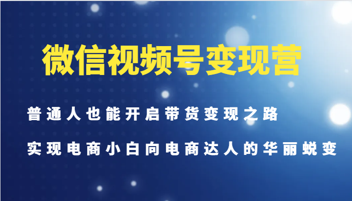 微信视频号变现营-普通人也能开启带货变现之路，实现电商小白向电商达人的华丽蜕变-川融创客
