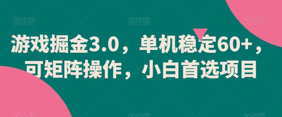 游戏掘金3.0，单机稳定60+，可矩阵操作，小白首选项目【揭秘】-川融创客