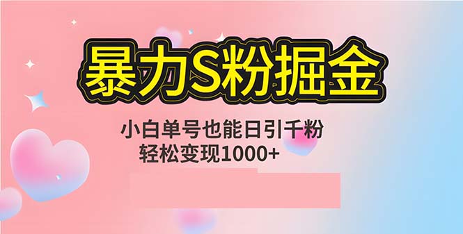 单人单机日引千粉，变现1000+，S粉流量掘金计划攻略-川融创客