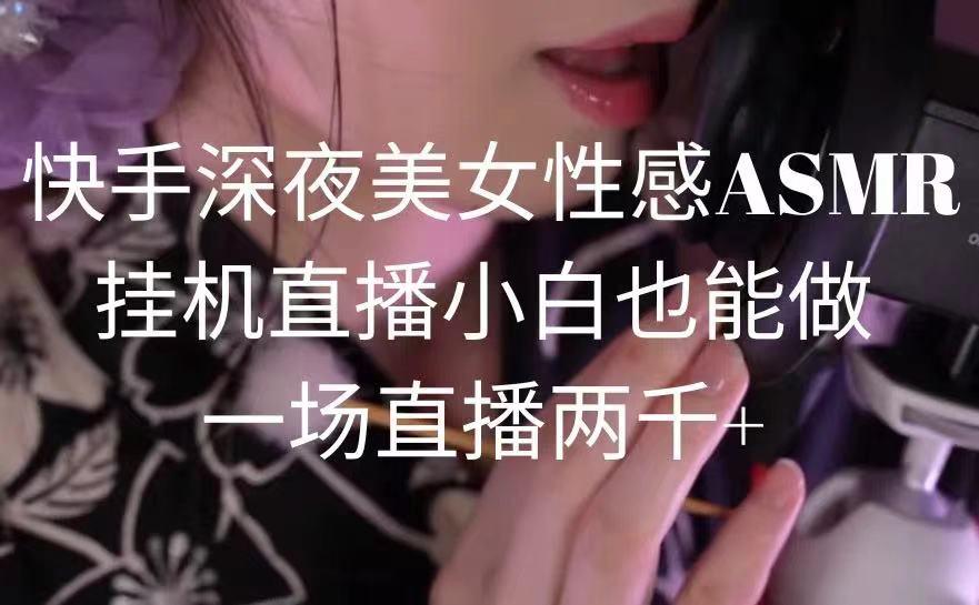 快手深夜美女性感ASMR挂机直播，小白也能做，一场直播两千+-川融创客