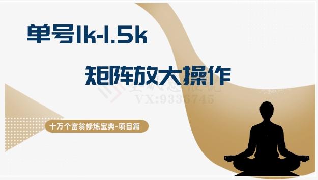 十万个富翁修炼宝典15.单号1k-1.5k，矩阵放大操作-川融创客