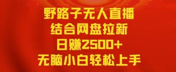 野路子无人直播结合网盘拉新，日赚2500+，小白无脑轻松上手【揭秘】-川融创客